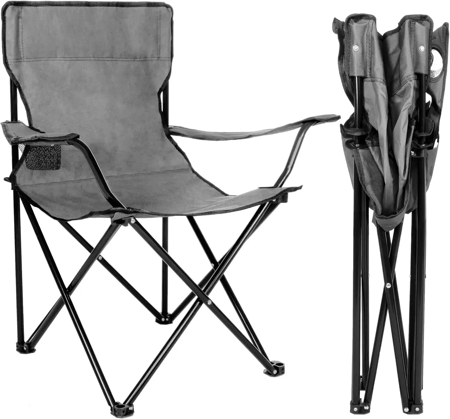 🏖️ Folding Camping Chair – Portable Fishing & Beach Seat with Cup Holder + Carry Bag