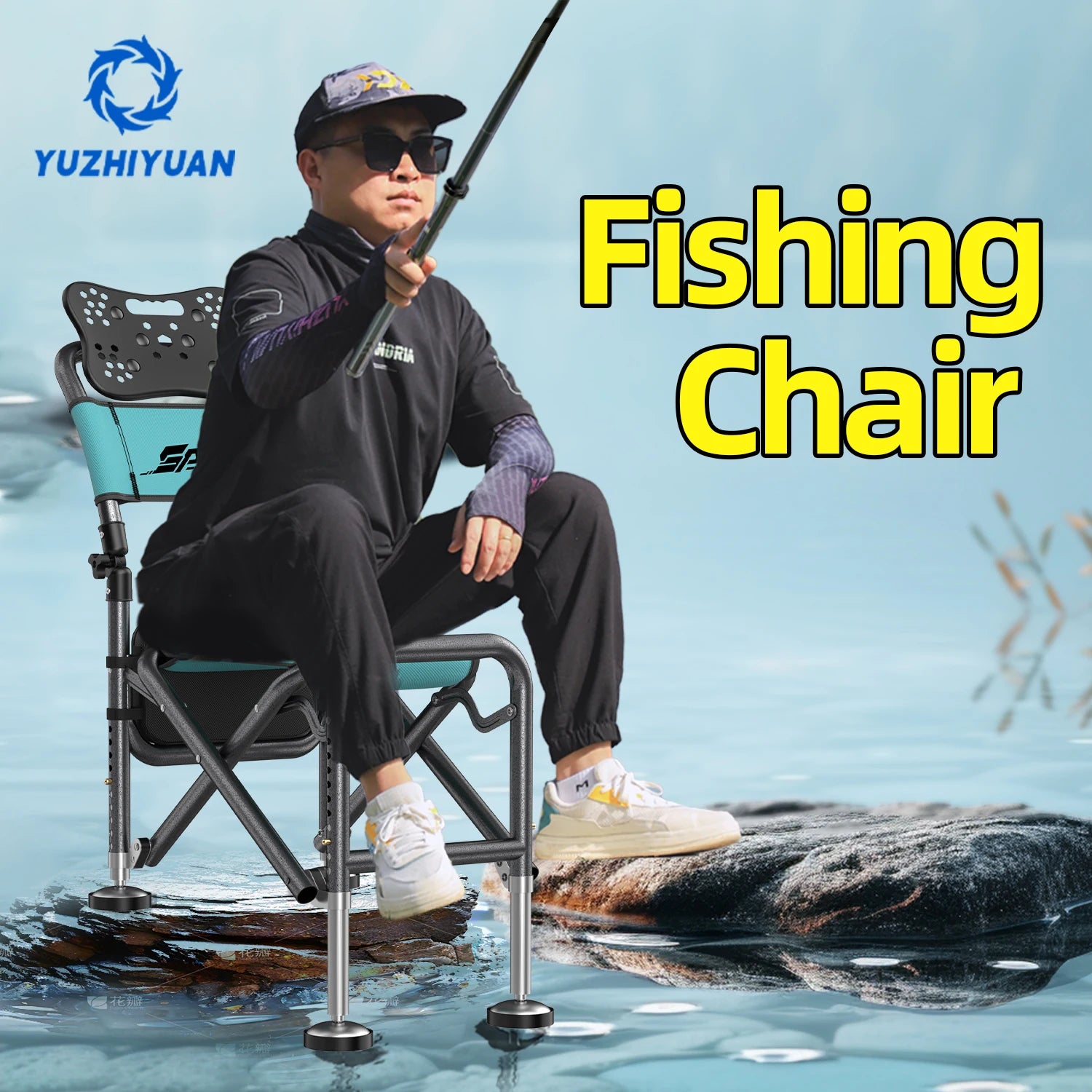 🎣 Portable Adjustable Fishing Chair – 11-Leg Height, Heavy-Duty & Foldable for Any Terrain