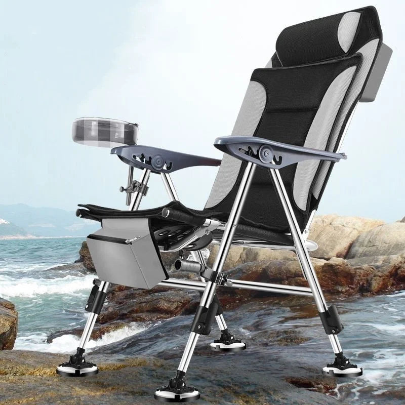🏕️ Outdoor Collapsible Fishing Chair – Retractable, Foldable & Portable with Accessories