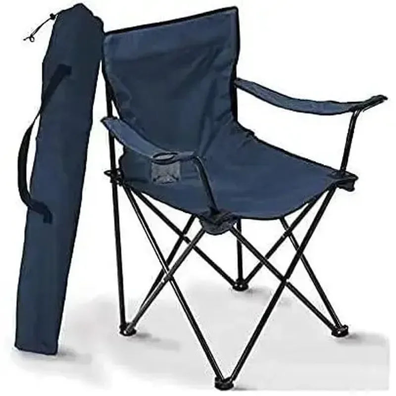 🏖️ Folding Camping Chair – Portable Fishing & Beach Seat with Cup Holder + Carry Bag