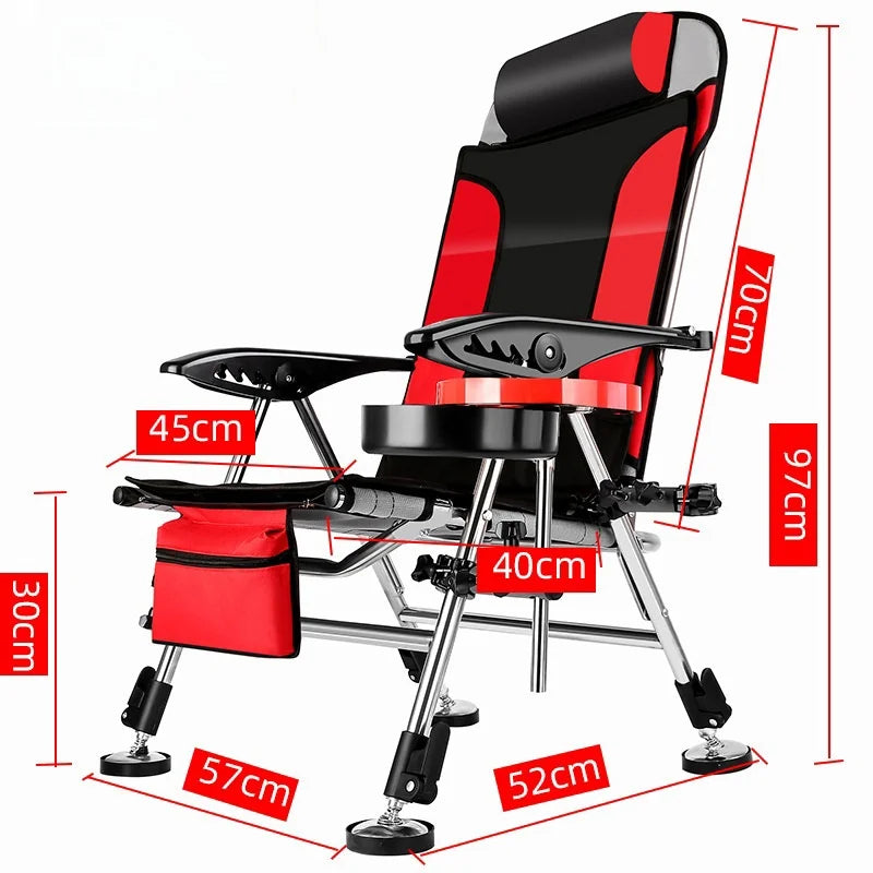 🏕️ Outdoor Collapsible Fishing Chair – Retractable, Foldable & Portable with Accessories
