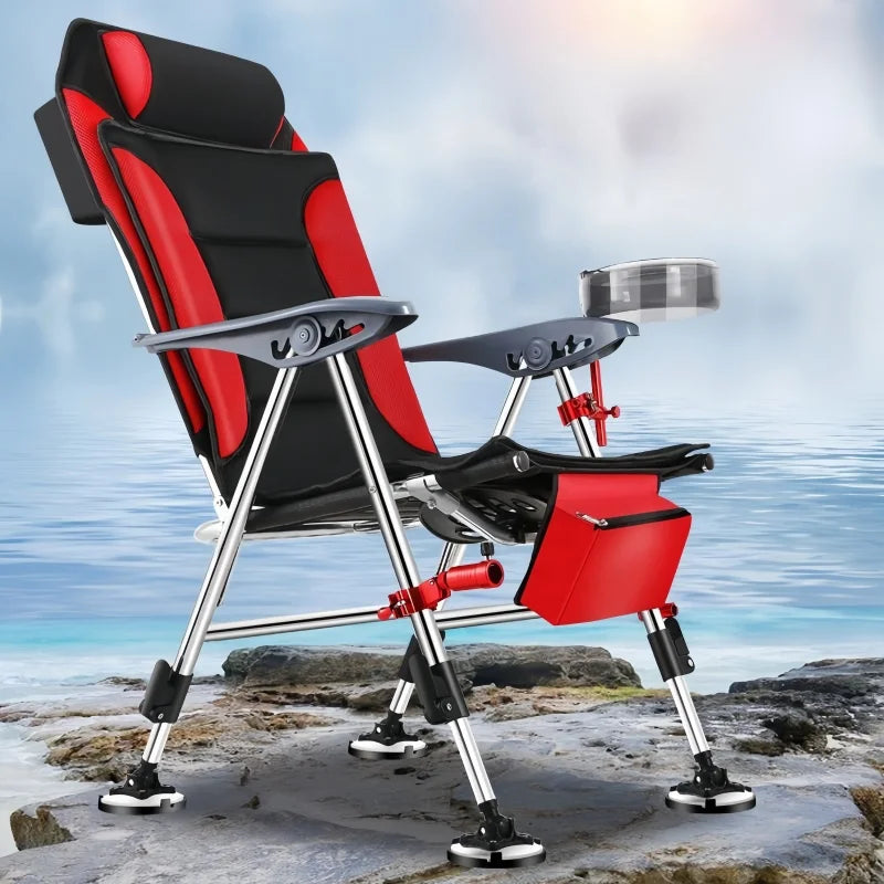 🏕️ Outdoor Collapsible Fishing Chair – Retractable, Foldable & Portable with Accessories